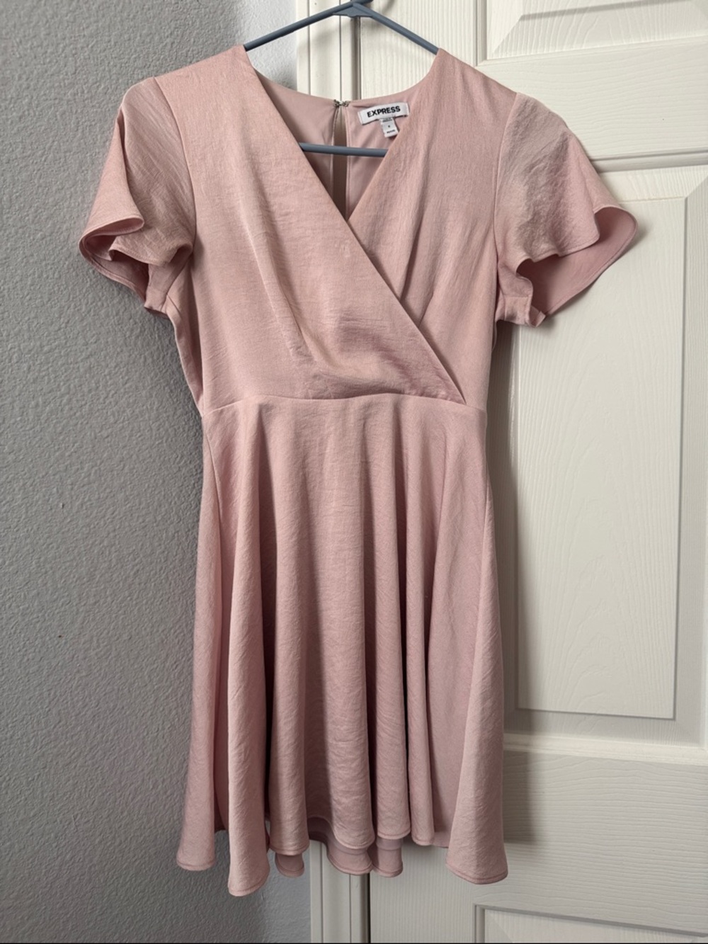 Express Blush Pink Faux-Wrap Mini Dress
